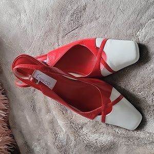 Fresco by Pierre sling back pumps. Red/white size 7M